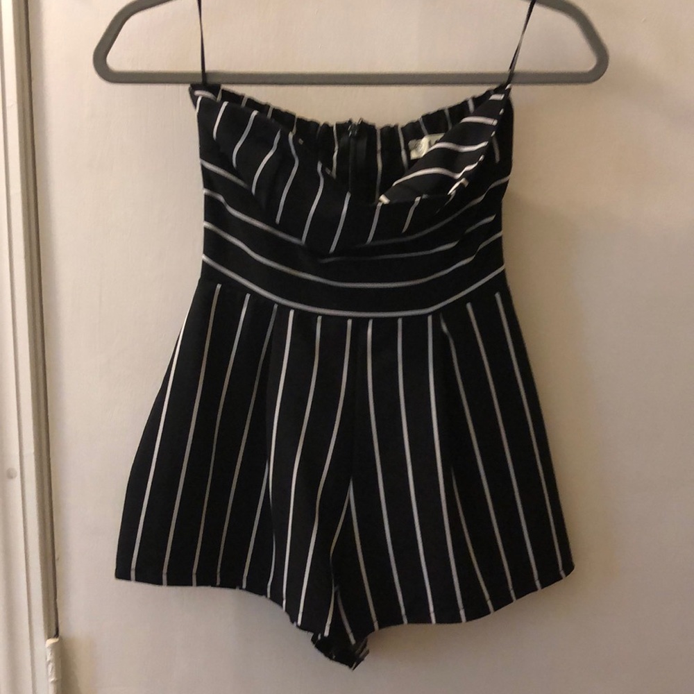 Blue with white striped strapless romper from LF